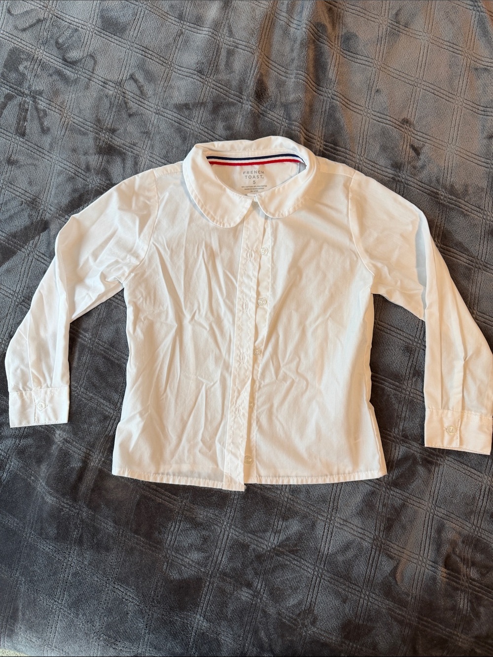 French Toast White Girls' Button-Down Blouse with Peter Pan Collar